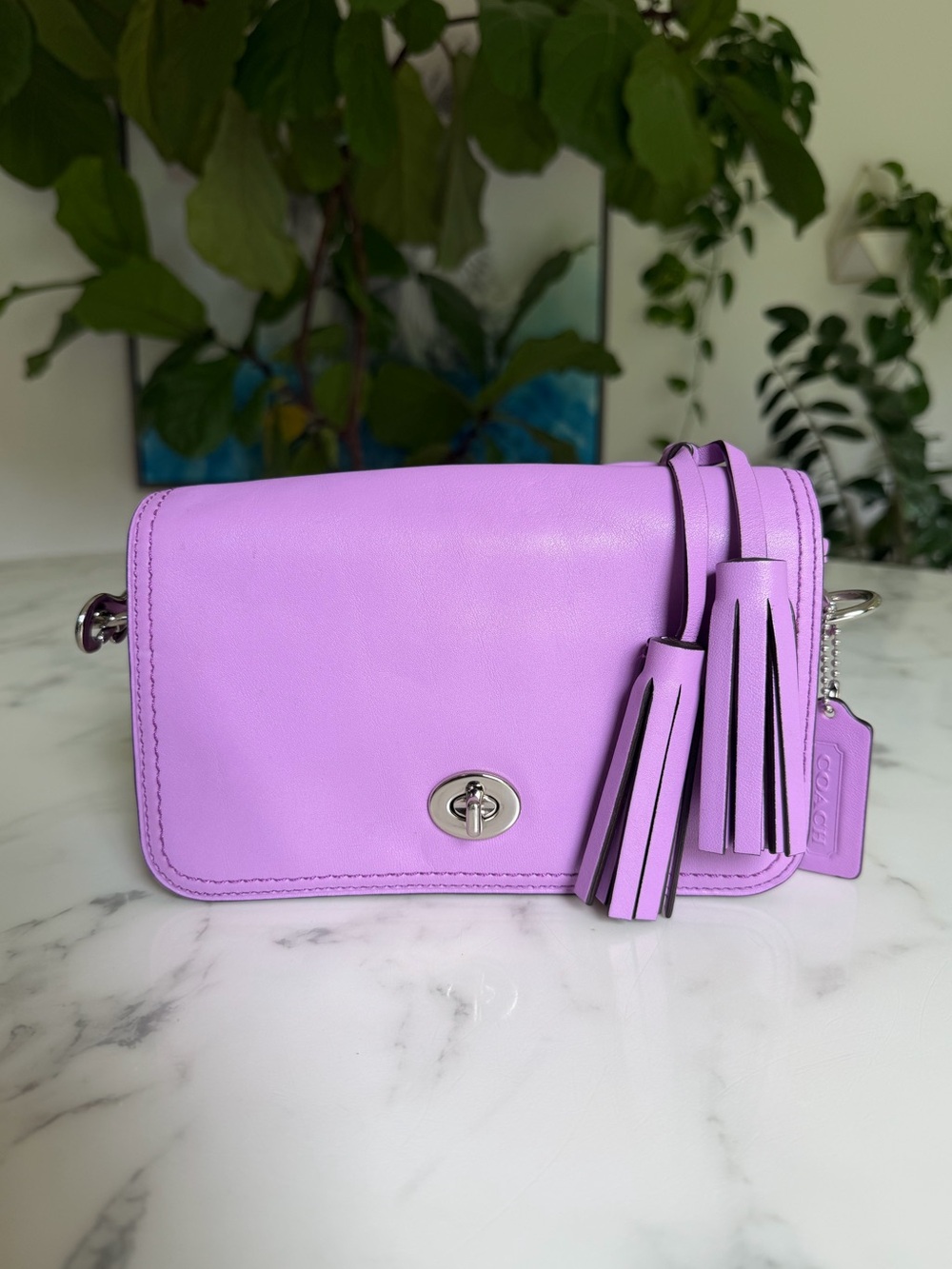 Coach Legacy Leather Penny Shoulder Crossbody Bag 19914 Lilac Purple Silver Y2K